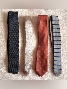 Classic Men's Tie Set - Rust, Paisley, Striped & Charcoal Knit